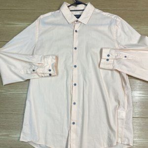 Men's Dress Shirt Alfani Striped Casual Formal Long Sleeve Button Down Up Size L